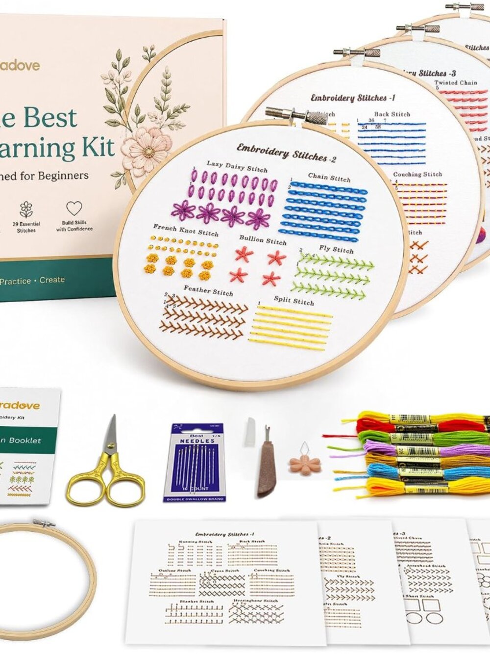 Classic Embroidery Learning Kit for Adults and Kids